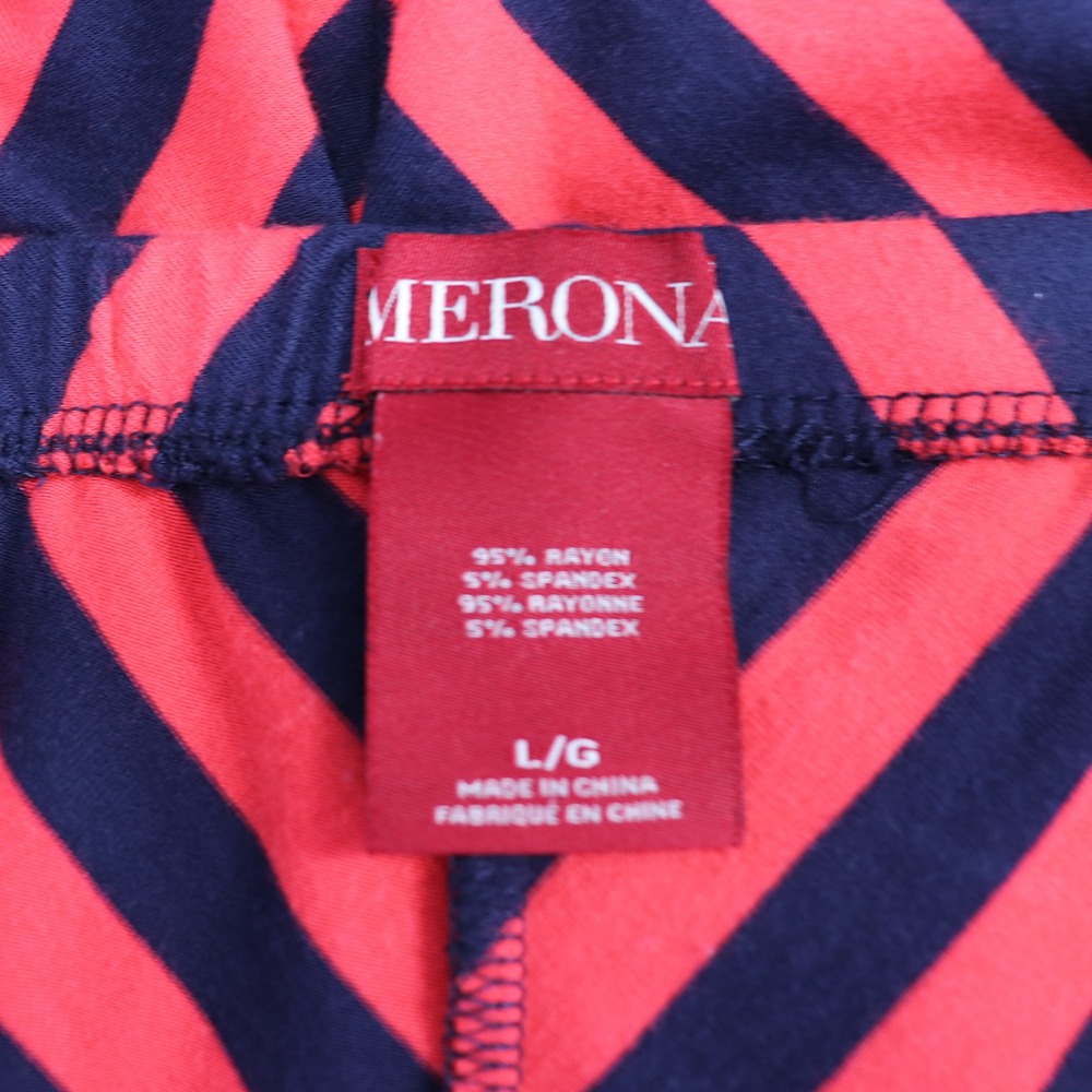 MERONA Red Navy Striped A Line Knee Length Skirt Size L - Picture 3 of 5